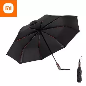 Автоматический зонт Xiaomi KONGGU для солнечной и дождливой погоды, 23 дюйма, красный и черный, технологическая версия, механический автоматический зонт с защитой от отскока