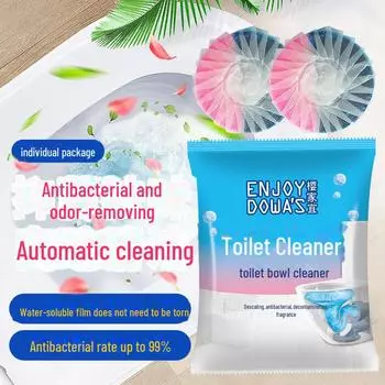 Автоматическое чистящее средство и дезодорант для туалетов с ароматом голубых пузырьков для устранения запахов и поддержания свежести в туалете.