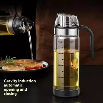 Автоматическое открывание и закрывание стеклянной бутылки для масла, дозатор для приправ, соус, герметичная бутылка для уксуса