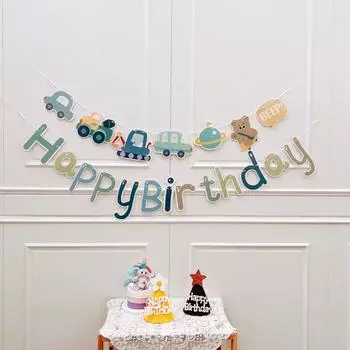 Автомобиль Автобус Тема Автомобиль С Днем Рождения Баннер Мультфильм День Рождения Украшения Мальчик Девочка 1 Set
