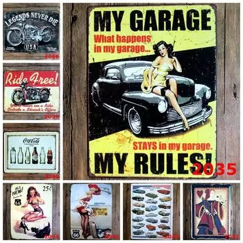 Автомобиль Девушка Реклама Соды Европейская и Американская Большая Олово Картина 30 * 40 Бар Украшение