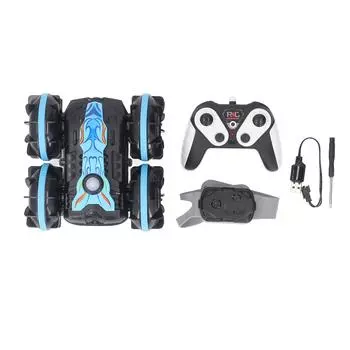 Автомобиль для трюков с дистанционным управлением 2,4 ГГц, электрический гоночный автомобиль для трюков, двухсторонний, вращающийся на 360 градусов, амфибия