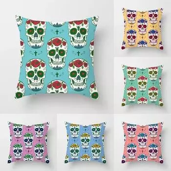 Автомобиль Гостиная Диван Чехлы Роскошные украшения дома Наволочка Мода Череп Наволочка Декоративный принт 40x40cm