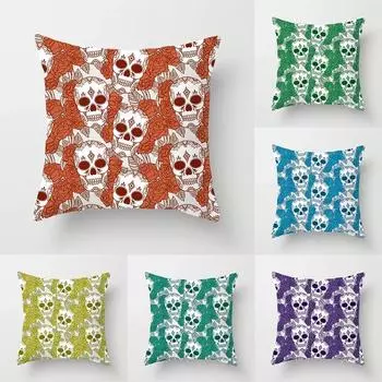 Автомобиль Гостиная Диван Чехлы Роскошные украшения дома Наволочка Красочный наволочка с принтом черепа 40x40cm