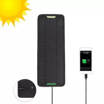 Автомобиль Лодка Солнечная панель Зарядное устройство для обслуживания автомобиля Мотоцикл Буксирное судно RV 12V5W чёрный