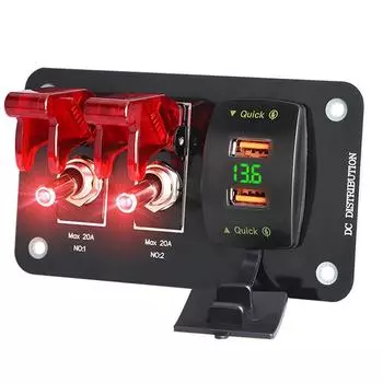Автомобильная 3-клавишная мощная тумблерная панель QC3.0 USB 36 Вт двойная крышка QC 12 В 20 А ВКЛ/ВЫКЛ 2-контактный автомобильный морской катер автофургон кемпер