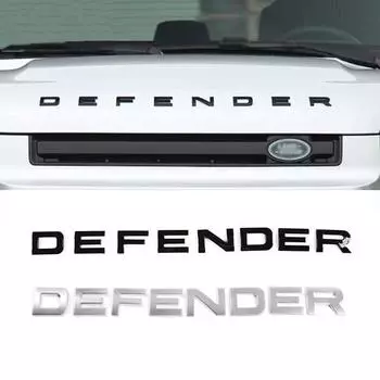 Автомобильная 3D хромированная наклейка из АБС-пластика, подходит для Land Rover Defender, логотип на голове автомобиля, капот, буквенная табличка, эмблема, значок, стильная наклейка серебряный