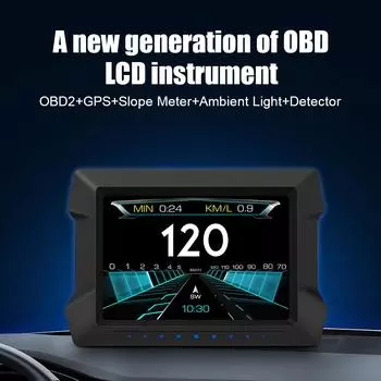Автомобильная электроника OBD2 GPS Head Up Display Спидометр P22 Двойная система HUD Уклономер с сигнализацией о превышении скорости и низком напряжении