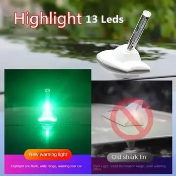Автомобильная антенна плавник акулы светодиодная вспышка солнечный свет столкновения автомобиля акула украшение универсальная крыша внедорожник грузовик коробка внешнее украшение белый