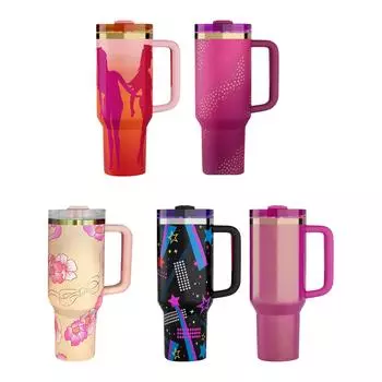 Автомобильная чашка 304, чашка с ручкой из нержавеющей стали, соломенная чашка для льда, 40 унций One Size