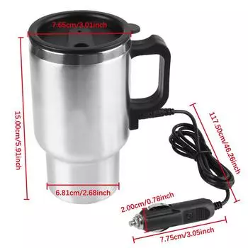 Автомобильная чашка для грузовика 12 В 450 мл для воды, кофе, молока, термокружка для кемпинга, путешествия, чайник, подогрев автомобиля, электрическое отопление, нержавеющая сталь