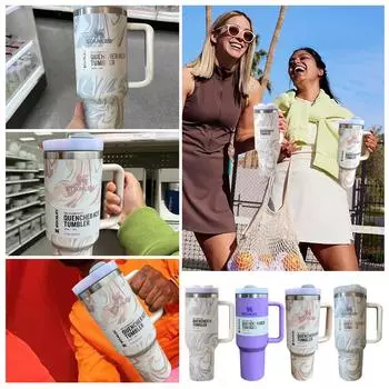 Автомобильная чашка на 40 унций, Северо-Американская новая термоизоляция большой емкости из нержавеющей стали, портативный лед с ручкой 25