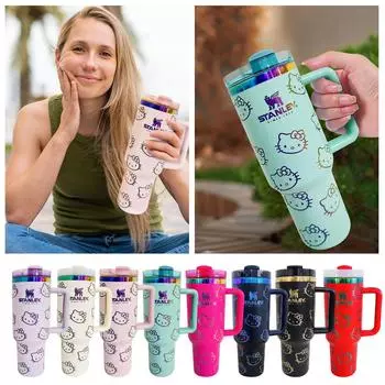 Автомобильная чашка на 40 унций, Северо-Американская новая термоизоляция большой емкости из нержавеющей стали, портативный лед с ручкой One Size чёрный