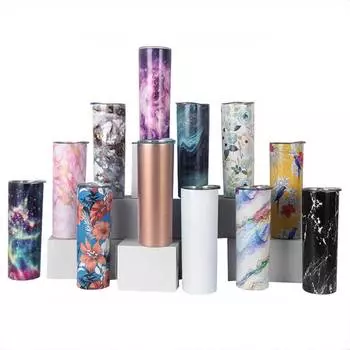 Автомобильная чашка с сублимационным покрытием из нержавеющей стали, вакуумная трубочка, автомобильная портативная термоизоляционная прямая чашка 20oz