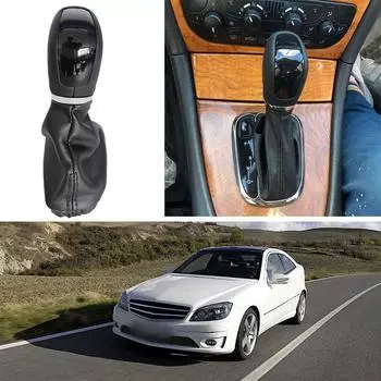 Автомобильная черная ручка переключения передач с чехлом для рычага переключения передач Mercedes-Benz W203/W204, чехол для рычага переключения передач, детали чехла для чехла чёрный