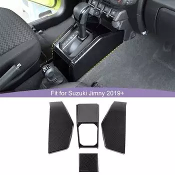 Автомобильная декоративная панель переключения передач, наклейки, подходит для Suzuki Jimny 2019 Up ABS, аксессуары для интерьера углеродного волокна черного