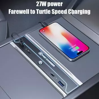 Автомобильная док-станция для Tesla Highland 2024 USB-порт для быстрой зарядки автомобильный адаптер с питанием от разветвителя Q0G5