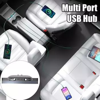 Автомобильная док-станция с 4 интерфейсами быстрой зарядки, выдвижной кабель, 27 Вт A чёрный