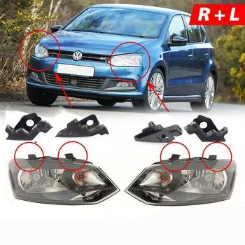 Автомобильная фара левый и правый кронштейн держатель зажимы винты ремонтный комплект для замены 6R0998226 6R0998225 для VW Polo 2009-2017