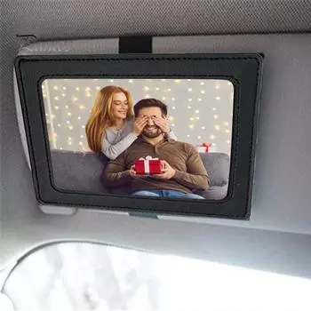 Автомобильная фоторамка из искусственной кожи, солнцезащитный козырек для автомобиля, держатель для фотографий для отображения ваших фотографий как вертикально, так и горизонтально коричневый