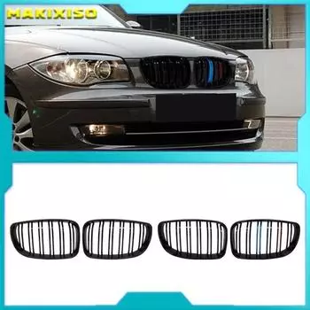 Автомобильная глянцевая черная решетка переднего бампера для BMW E81 E87 E82 E88 128I 130I 135I 2007-2011 Спортивная решетка с двойной планкой Gloss Black