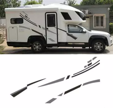 Автомобильная графика Полосы Декали Виниловые наклейки Комплект для кемпера Автодома Прицепа (Две стороны)