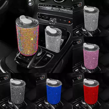 Автомобильная хрустальная кружка для напитков из нержавеющей стали с крышкой, соломенная бутылка для воды с блестками и бриллиантами, автомобильная кофейная кружка чёрный