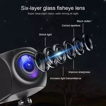 Автомобильная камера Podofo AHD 720P с объективом «рыбий глаз», ночным видением и камерой заднего вида со встроенным 4G LTE или AHD-входом, радиоприемниками Android 13X8X5CM чёрный