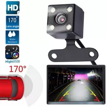 Автомобильная камера заднего вида 170 градусов водонепроницаемая камера заднего вида резервная камера заднего вида 4 светодиода ночного видения HD парковочный монитор чёрный