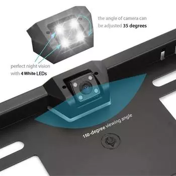 Автомобильная камера заднего вида, европейская автомобильная рамка номерного знака, водонепроницаемая автомобильная камера заднего вида EU чёрный