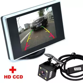Автомобильная камера заднего вида с 4 светодиодами для помощи при парковке с 3,5-дюймовым цветным ЖК-видеокамерой для автомобиля
