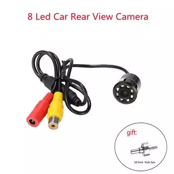 Автомобильная камера заднего вида с дрелью, универсальная 8 светодиодная камера ночного видения, резервная парковка, камера заднего вида, водонепроницаемая, 170, широкоугольная, HD, автокамера, 18,5 мм 18.5mm чёрный