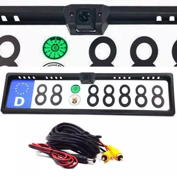 Автомобильная камера заднего вида с европейской рамкой номерного знака, водонепроницаемая, ночное видение, задний ход, с 4 или 8 12 светодиодами