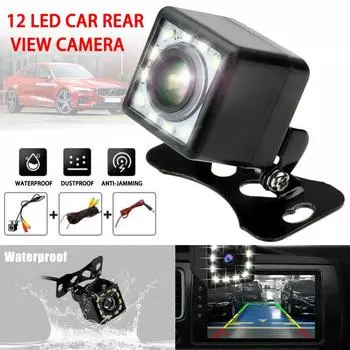 Автомобильная камера заднего вида, широкоугольная HD-видео камера заднего вида, резервная камера заднего вида, 12 светодиодов, парковочная камера ночного видения Without Line чёрный