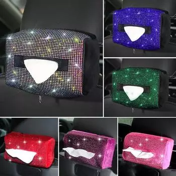Автомобильная коробка для салфеток, держатель для бумаги Diamond Crystal, чехол для коробки для салфеток на спинку сиденья, контейнер для салфеток, держатель-органайзер для хранения в салоне автомобиля