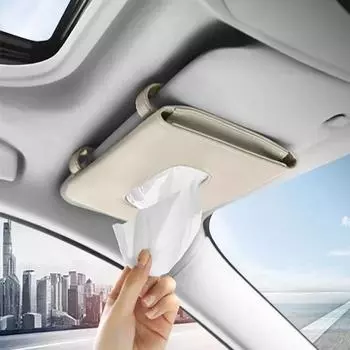 Автомобильная коробка для салфеток, держатель для солнцезащитного козырька автомобиля, коробка для хранения салфеток, украшение для универсальных автомобильных аксессуаров бежевый