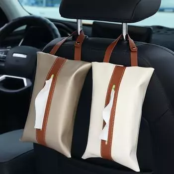 Автомобильная коробка для салфеток Подвесной кожаный ящик для картона Спинка сиденья Подвесная сумка в скандинавском стиле Креативное украшение салона автомобиля