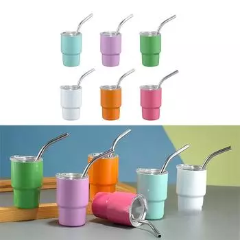 Автомобильная кружка из нержавеющей стали с двойными стенками, термокружка для путешествий, мини-стаканы с трубочкой и крышкой, переносная кофейная кружка, посуда для напитков светло-синий