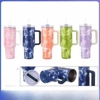 Автомобильная кружка с соломенной ручкой для льда, термос для автомобиля, нержавеющая сталь 40oz