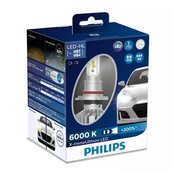 Автомобильная лампа Philips LED Headlight 6000K 3520lm 12V 22W Extreme Ultinon Совместимость с техосмотром автомобиля Гарантия 3 года 2 шт. PHILIPS