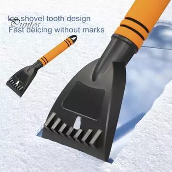Автомобильная лопата для снега с противоскользящей губчатой ручкой, прочный многофункциональный скребок для размораживания лобового стекла, лопата для уборки снега оранжевый