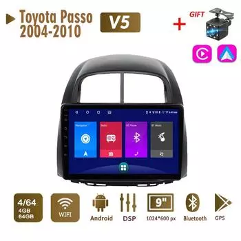 Автомобильная магнитола Android стерео для Toyota Passo 2004-2010 Boon Sirion Subaru 2 Din мультимедиа Carplay навигация Авторадио GPS WIFI головное устройство 4 + 64 ГБ 1+16GB