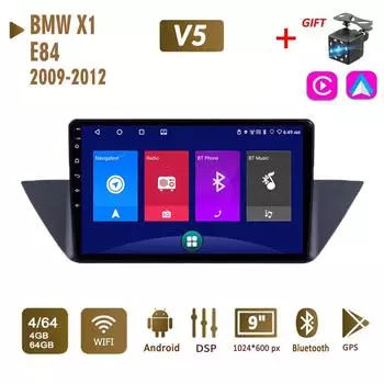 Автомобильная магнитола на базе Android, стерео для BMW X1 E84 2009-2012, 2 Din, мультимедийная навигация Carplay, авторадио, GPS, WIFI, головное устройство, 4 + 64 ГБ 1+16GB