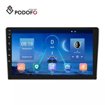 Автомобильная магнитола Podofo AI Voice, стерео, 8 ядер, 8+128G/4+64G, Android 10.0, QLED HD 10,1 дюйма, Android Auto Carplay, 4G/Wi-Fi, GPS, Bluetooth MP3, DSP 4+64G