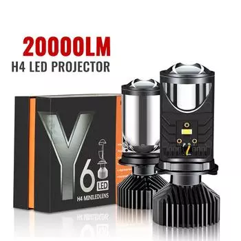 Автомобильная мотоциклетная фара H4 Hi-Lo Mini Lens с вентилятором, двойной проекционный объектив, светодиодная противотуманная фара высокой мощности 20000 лм для автомобильной мототехники