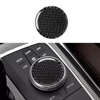 Автомобильная мультимедийная ручка из углеродного волокна Крышка Отделка Декор Наклейка для BMW 3 серии G20 G28 325li 330d 335 - чёрный