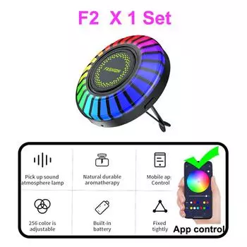 Автомобильная музыкальная ритм-лампа Освежитель воздуха RGB Светодиодная лента Управление звуком Голосовой ритм Атмосфера Свет Аромат 256 цветов Опция Управление приложением 10 режимов