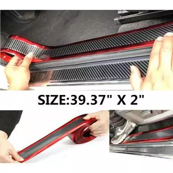 Автомобильная наклейка из углеродного волокна, резиновая накладка на порог, бампер, полоса, протекторы, аксессуары красный