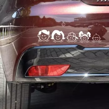 Автомобильная наклейка прочная водонепроницаемая ПВХ мультяшная семейная декоративная наклейка для автомобиля белый