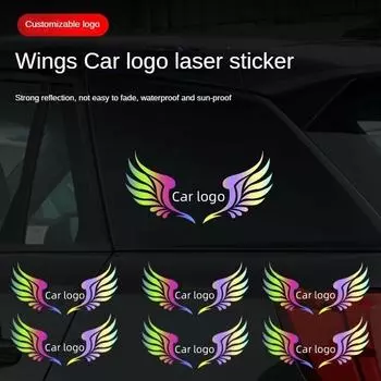 Автомобильная наклейка с логотипом Wing, красочная лазерная светоотражающая автомобильная наклейка, задняя крышка корпуса, наклейка с царапинами, автозапчасти